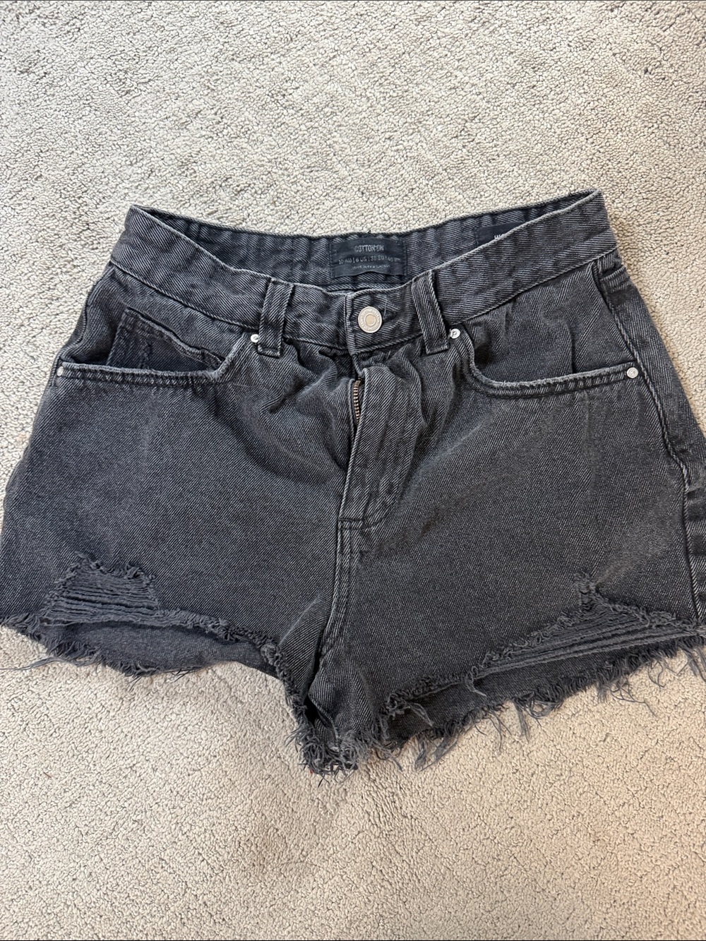 Cotton On Washed Black High-Rise Distressed Denim Shorts